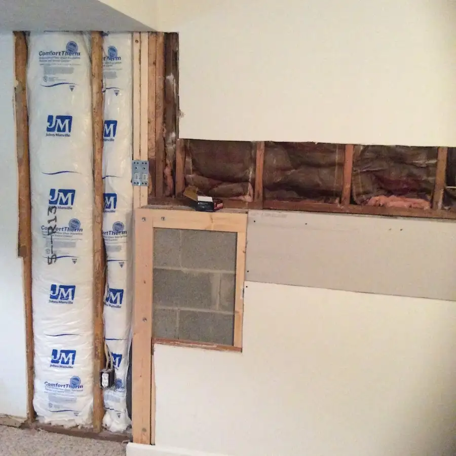 Wall insulation replacement during Contents Cleaning & Restoration in Malverne